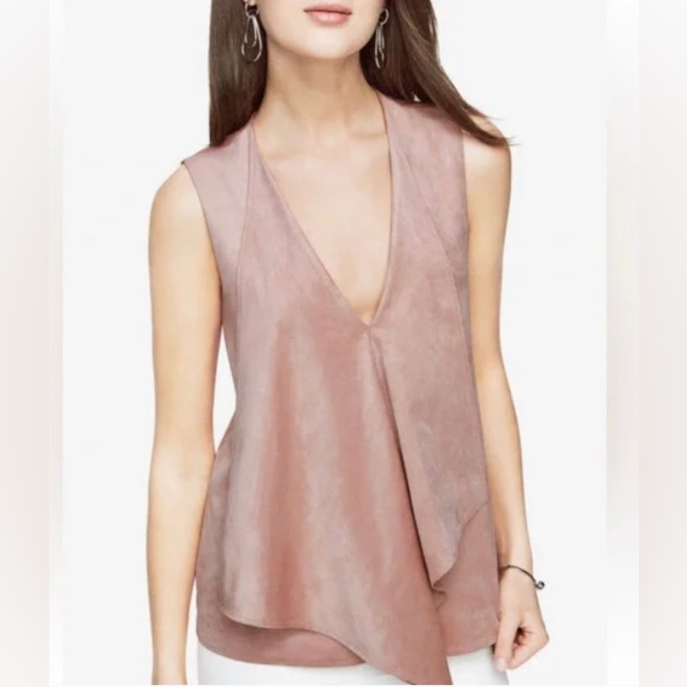 NWT BCBGMaxAzria Faux Suede Top color blush